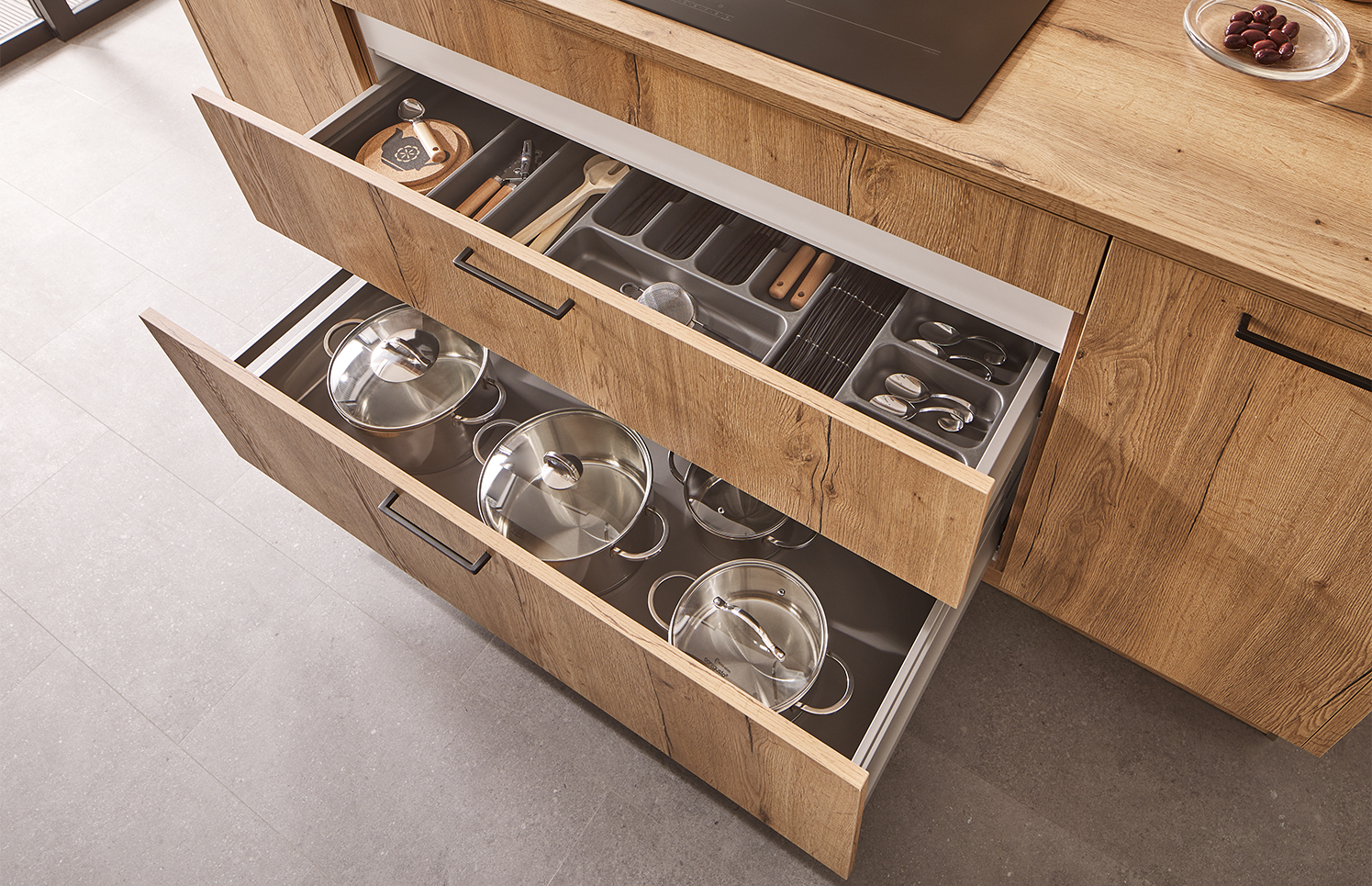 drawers with kitchen appliances