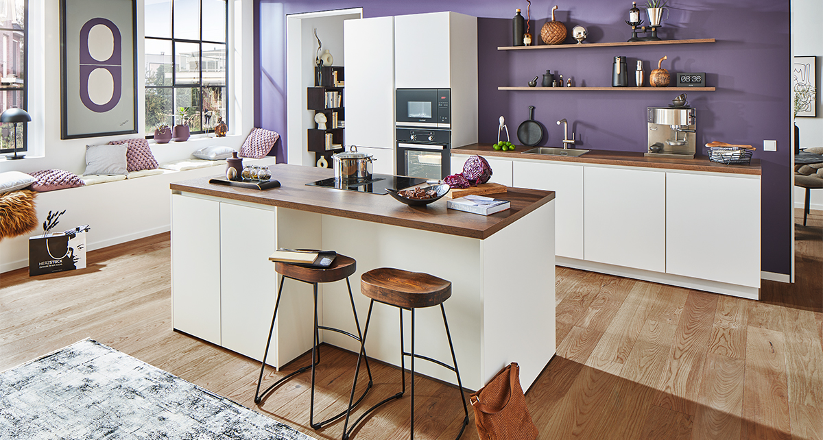 modern purple kitchen